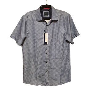 NWT Men's SILVER STONE collection Blue & White Button Down Shirt L